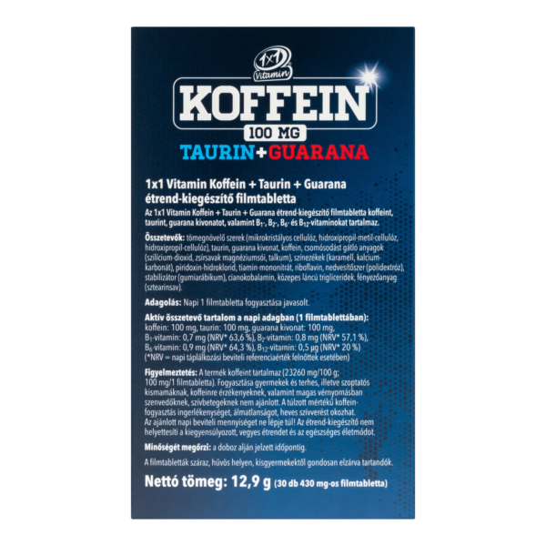 1×1 Vitamin Koffein + Taurin + Guarana étrend-kiegészítő filmtabletta 30x